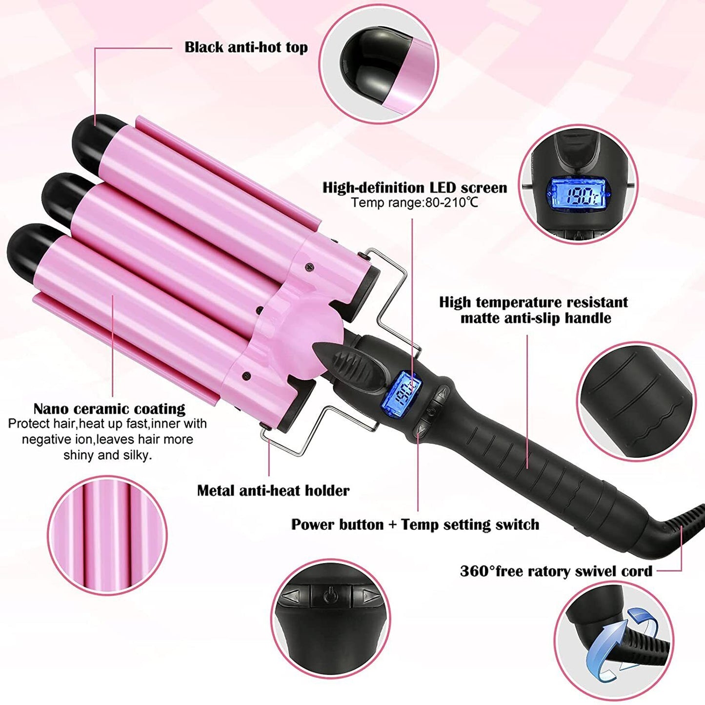 Plancha Onduladora De Pelo Rizador De Pelo Para Cabello Hear Waver Largo Y Corto