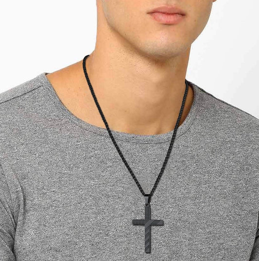 Collar Cruz USA Negro para-Hombre y Mujer – Ideal Primera Comunión o Regalo unisex