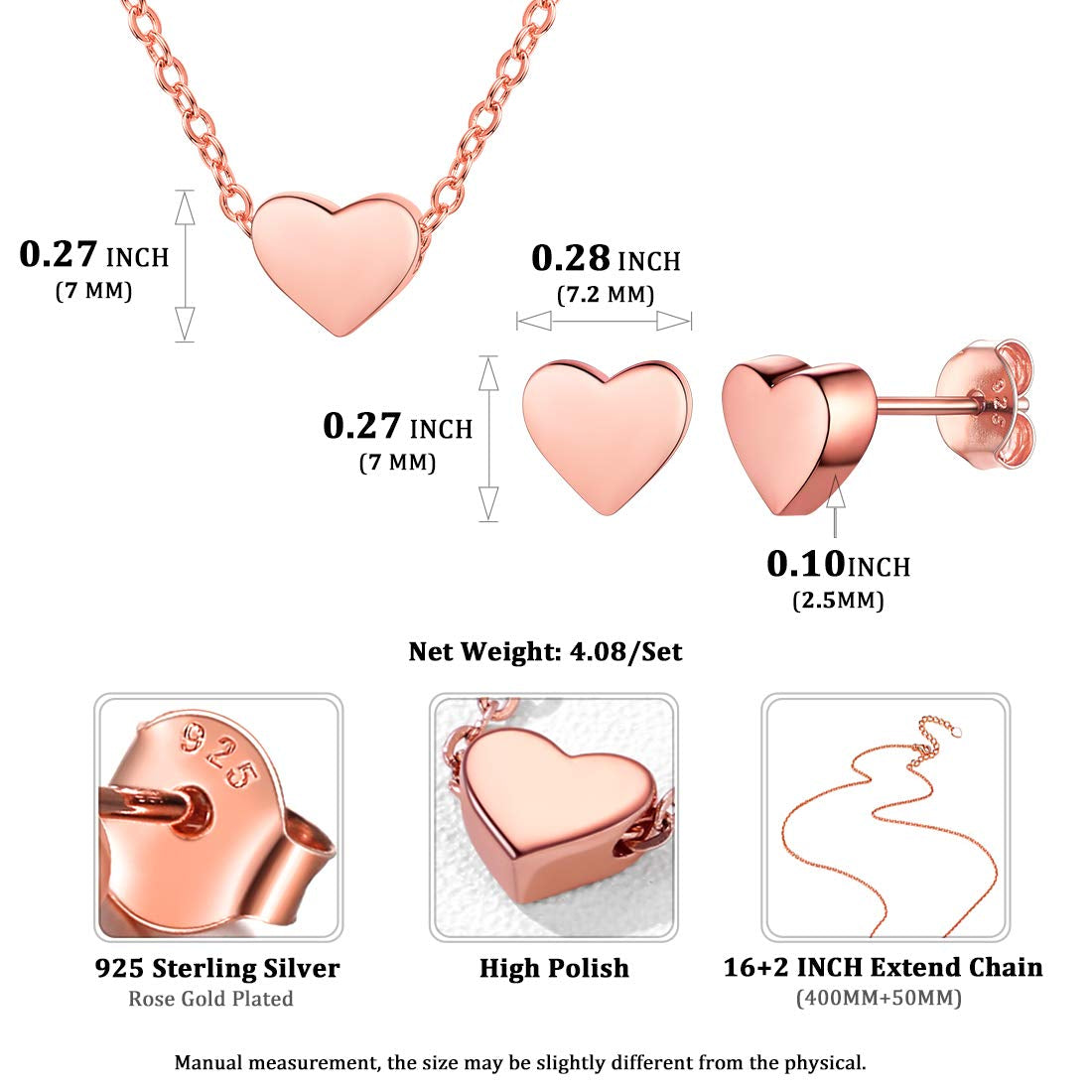 Latido de Amor: Conjunto de Plata de Ley con Collar de Corazón y Pendientes a Juego